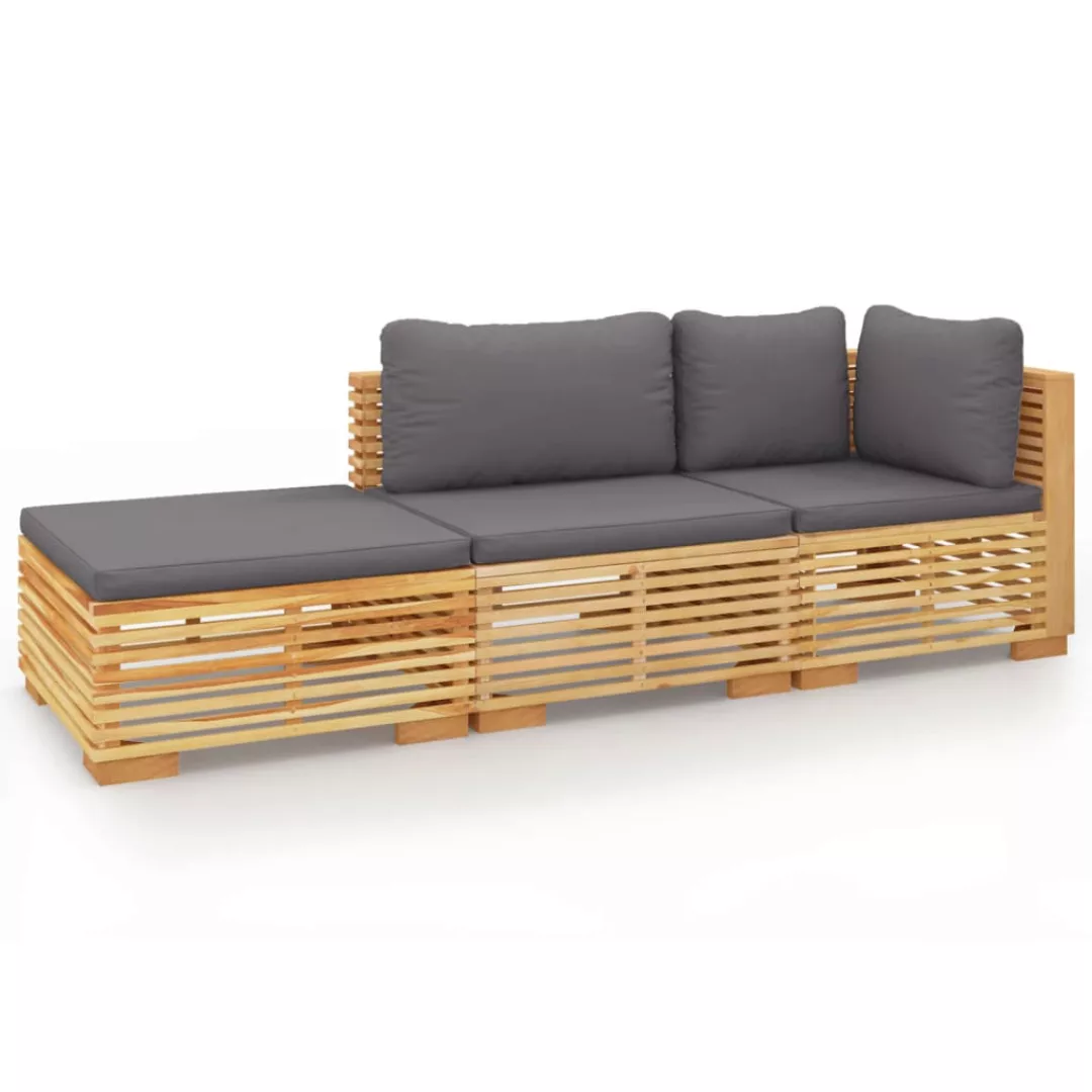 Vidaxl 3-tlg. Garten-lounge-set Mit Kissen Massivholz Teak günstig online kaufen