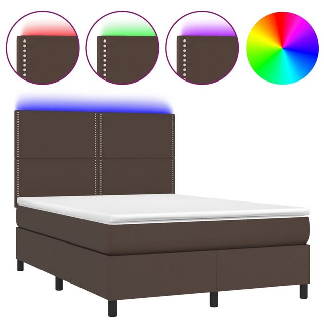 vidaXL Boxspringbett Boxspringbett mit Matratze & LED Kunstleder (140 x 190 günstig online kaufen