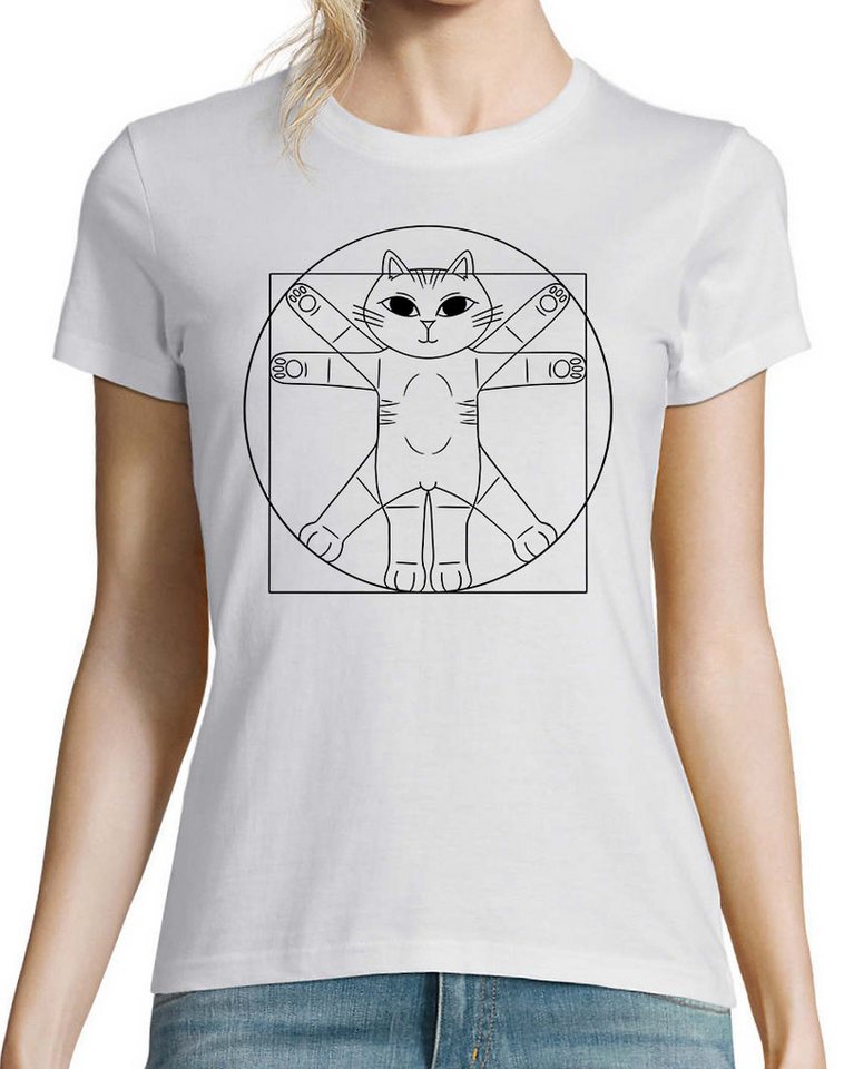 Youth Designz Print-Shirt Da Vinci Katze Damen T-Shirt mit lustigen Logo fü günstig online kaufen