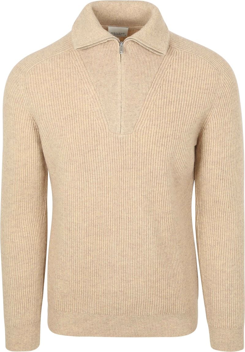 Profuomo Half Zip Pullover Wolle Sand - Größe XL günstig online kaufen