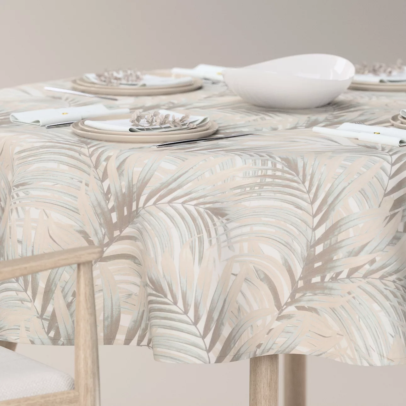 Runde Tischdecke, grau-beige, Gardenia (142-14) günstig online kaufen