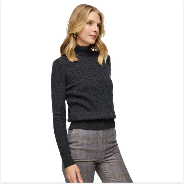 Silk and Cashmere Sweater Damen Rollkragenpullover, geflochtenes Design, S- günstig online kaufen