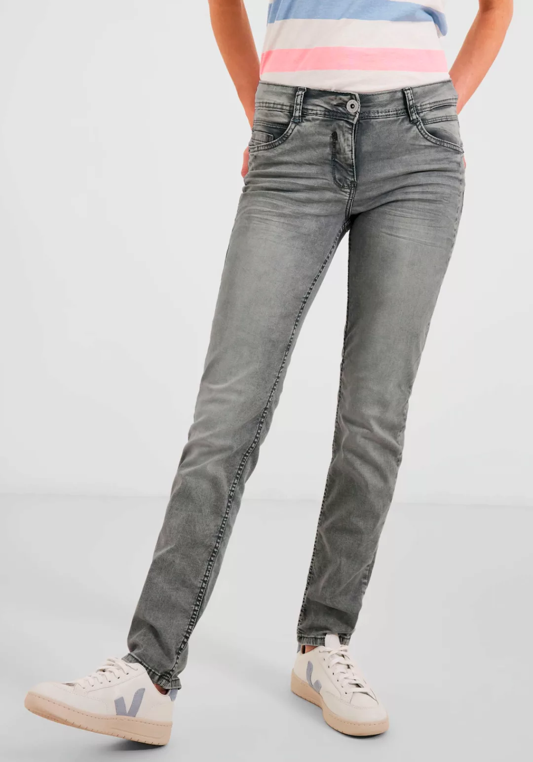 Cecil Slim-fit-Jeans "Style NOS Scarlett Grey", mit dezenten Zier- und Teil günstig online kaufen