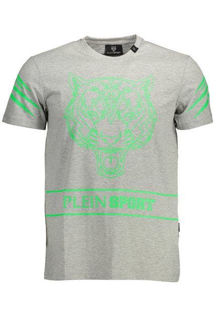 PLEIN SPORT T-Shirt Graues Herren T-Shirt mit Print und Kontrastdetails günstig online kaufen