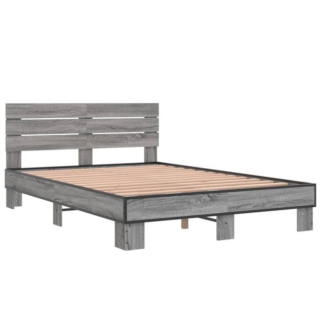 vidaXL Bett Bettgestell Grau Sonoma 120x200 cm Holzwerkstoff und Metall günstig online kaufen