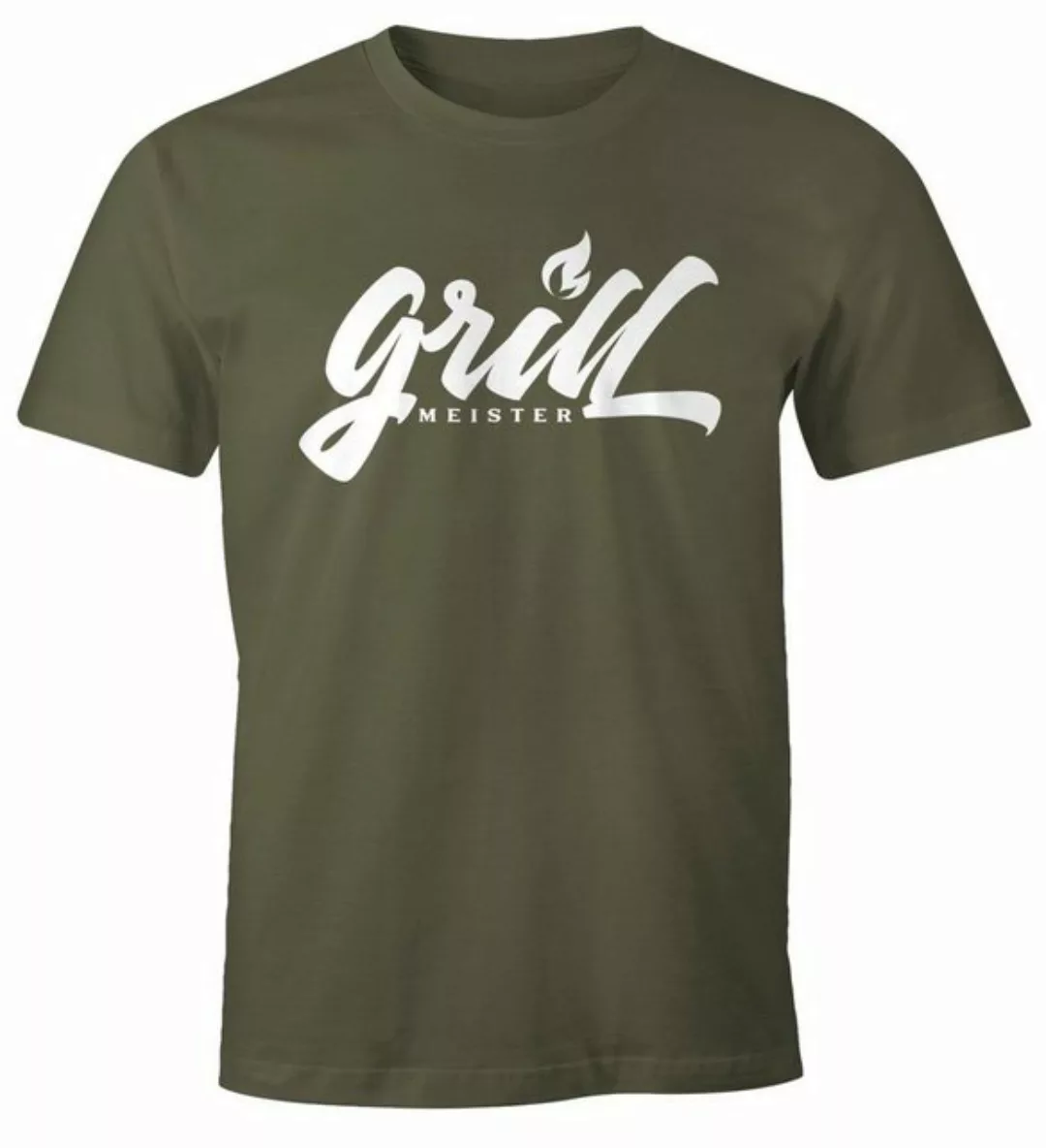 MoonWorks Print-Shirt Herren T-Shirt Grillmeister Fun-Shirt Grillen Barbecu günstig online kaufen