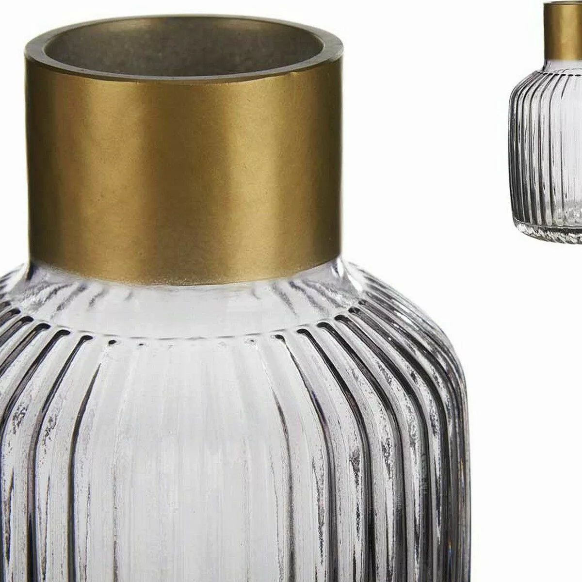 Vase Streifen Grau Golden Glas (14,5 X 22 X 14,5 Cm) günstig online kaufen