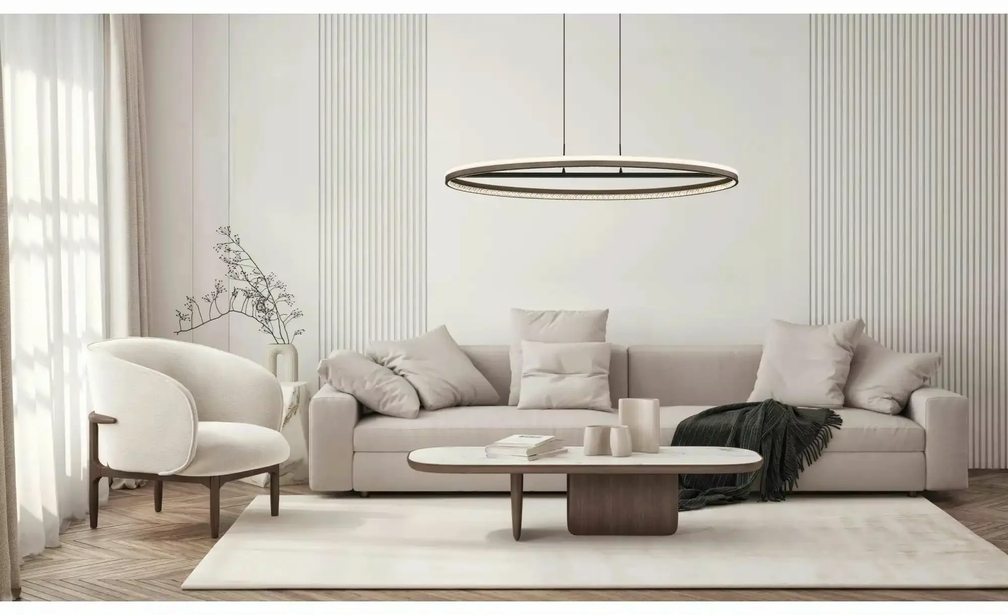 LED-Hängelampe Della, Länge 101 cm, dunkelgrau, Metall günstig online kaufen