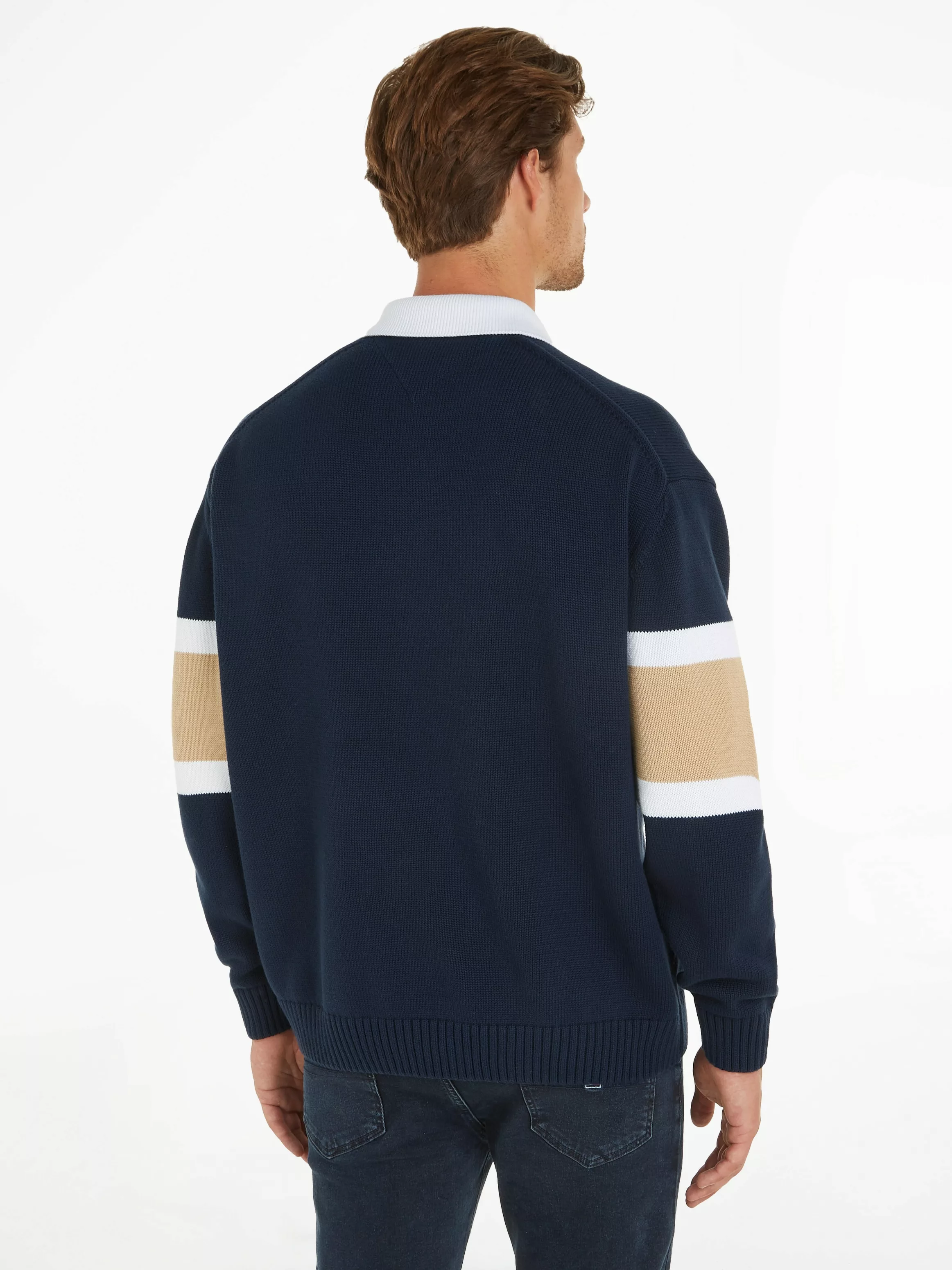 Tommy Jeans Strickpullover TJM RLX TROPHY NECK RUGBY mit V-Ausschnitt günstig online kaufen