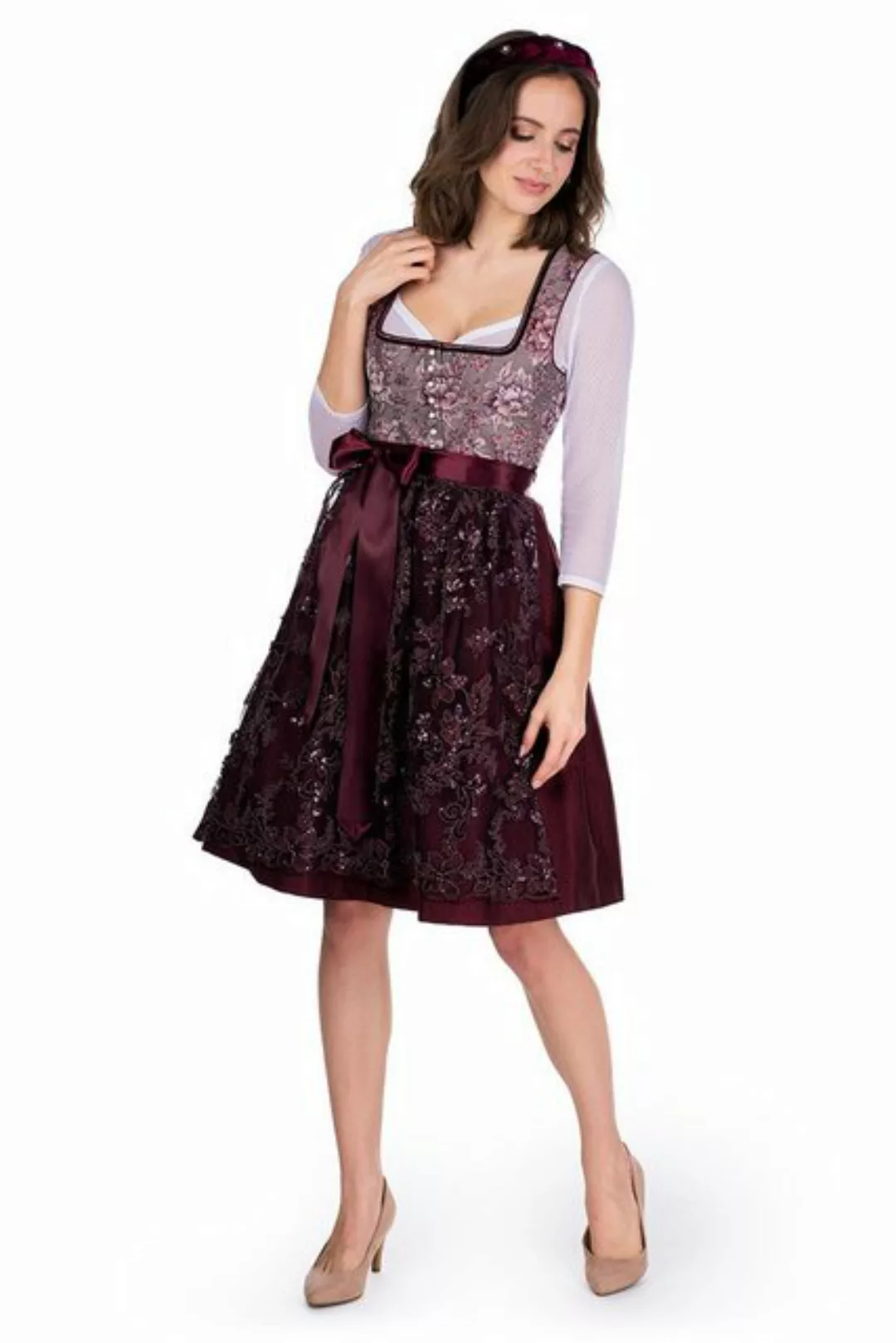 MarJo Dirndl Midi Dirndl 2tlg. - RITA - dark powder/wine günstig online kaufen