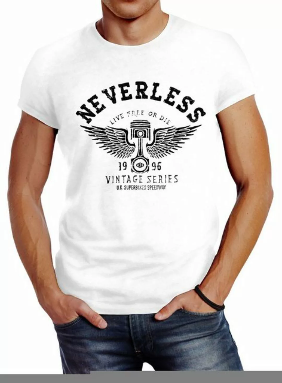 Neverless Print-Shirt Herren T-Shirt Biker Motorrad Motorblock Engine Flüge günstig online kaufen