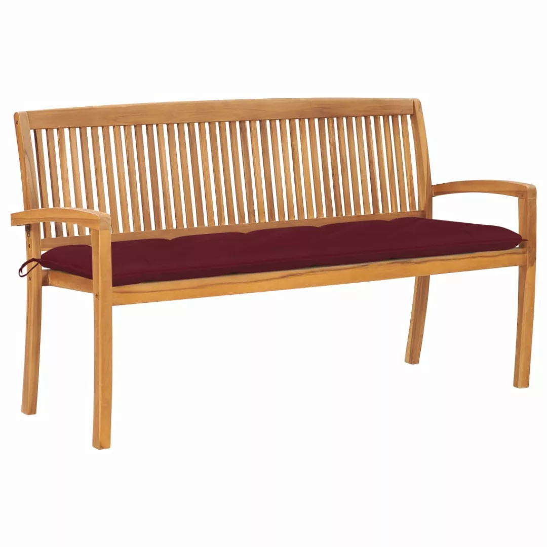 Stapelbare Gartenbank Mit Auflage 159 Cm Massivholz Teak günstig online kaufen