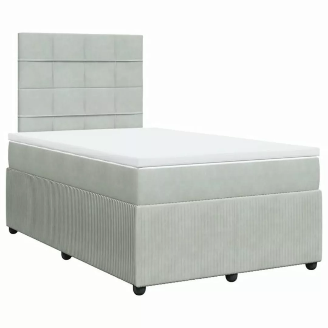 vidaXL Boxspringbett, Boxspringbett mit Matratze Hellgrau 120x190 cm Samt günstig online kaufen