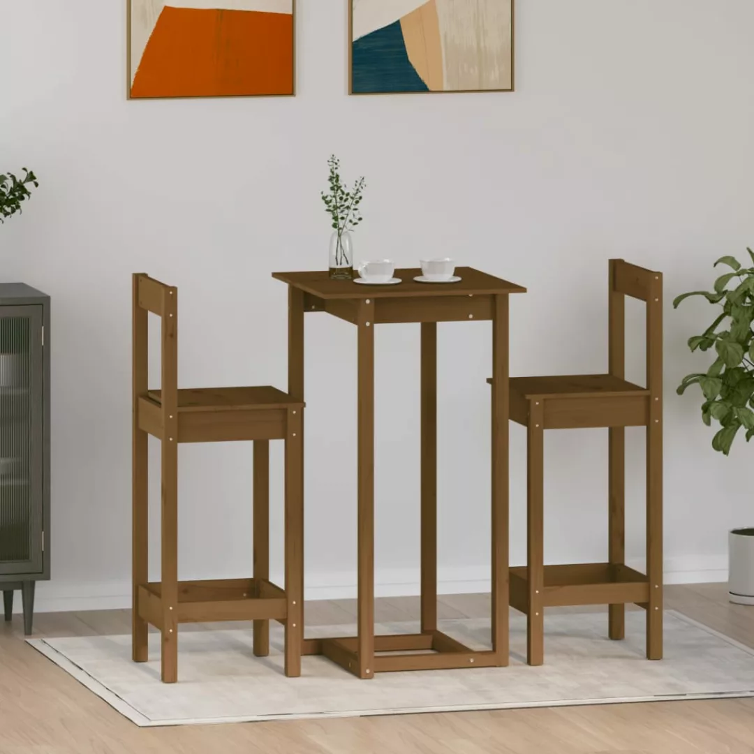 Vidaxl 3-tlg. Bar-set Honigbraun Massivholz Kiefer günstig online kaufen