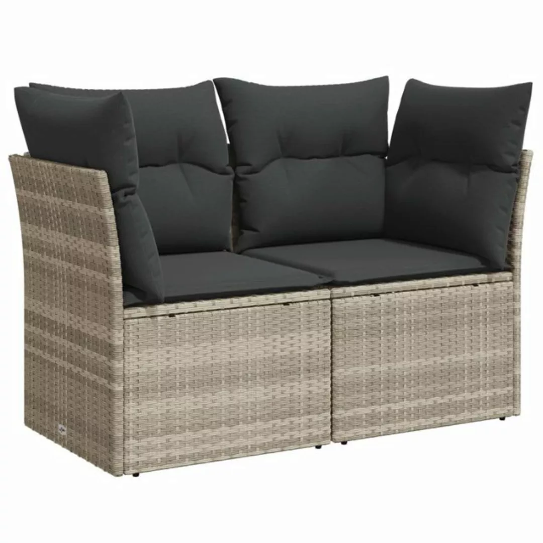 vidaXL Loungesofa Gartensofa mit Kissen 2-Sitzer Hellgrau Poly Rattan, 1 Te günstig online kaufen