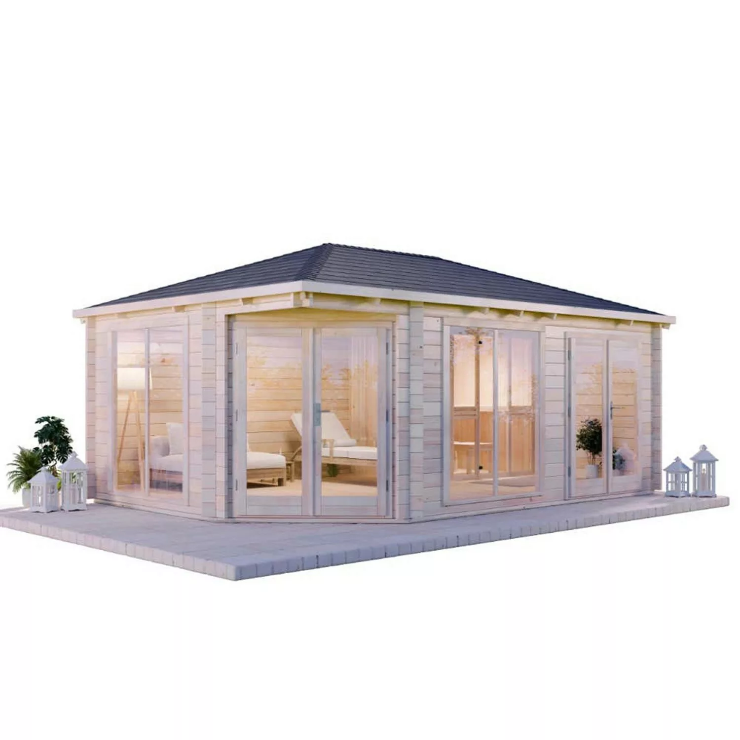 Finntherm Gartensauna Julia-40 ISO Naturbelassen 608 cm x 420 cm günstig online kaufen