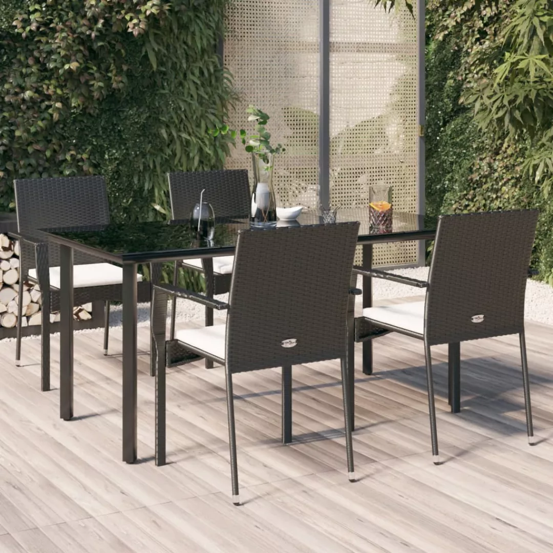 Vidaxl 5-tlg. Garten-lounge-set Mit Kissen Schwarz Poly Rattan günstig online kaufen