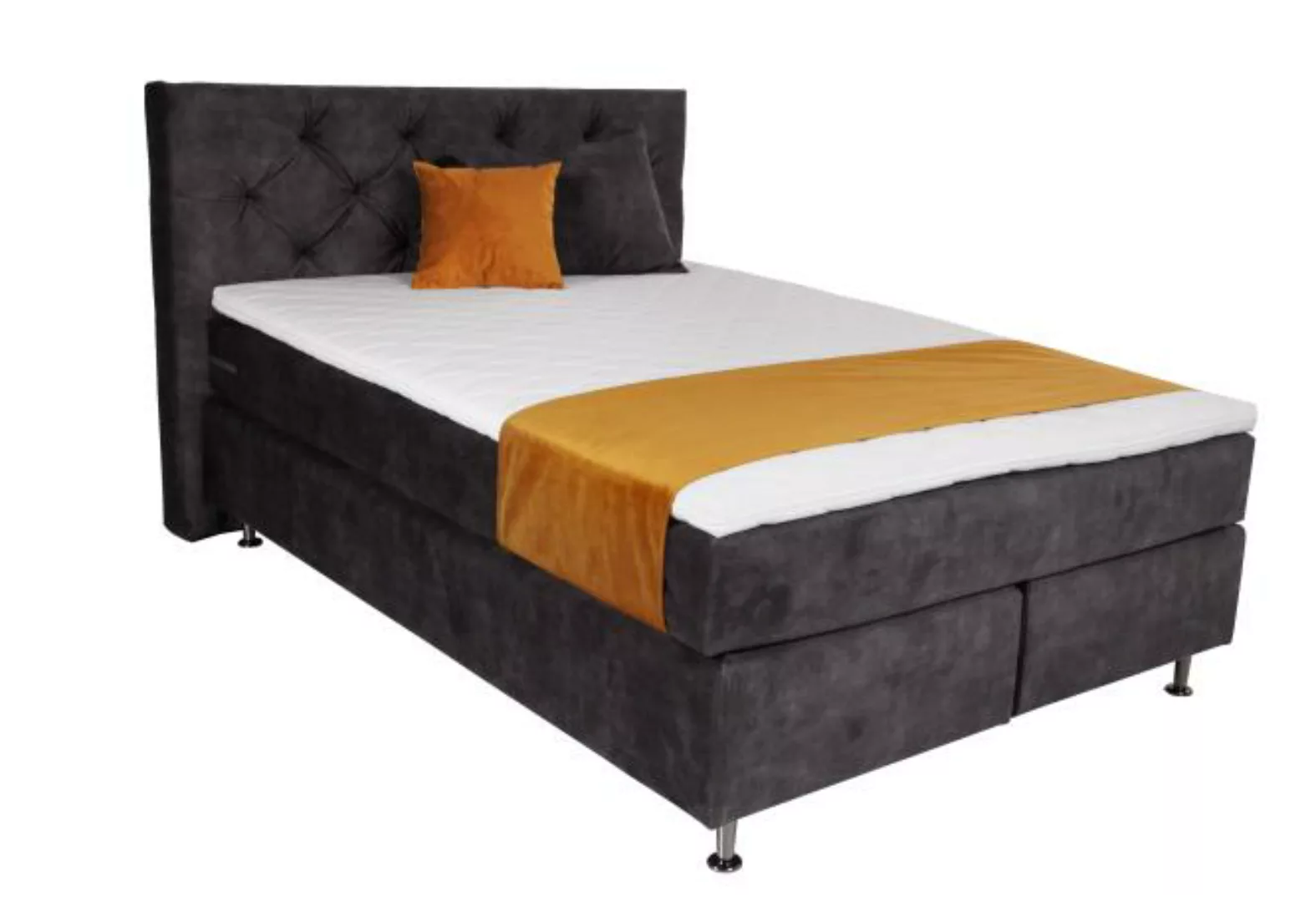 160x200 Boxspringbett inkl. Topper und 7-Zonen Taschenfederkernmatratze H4 günstig online kaufen