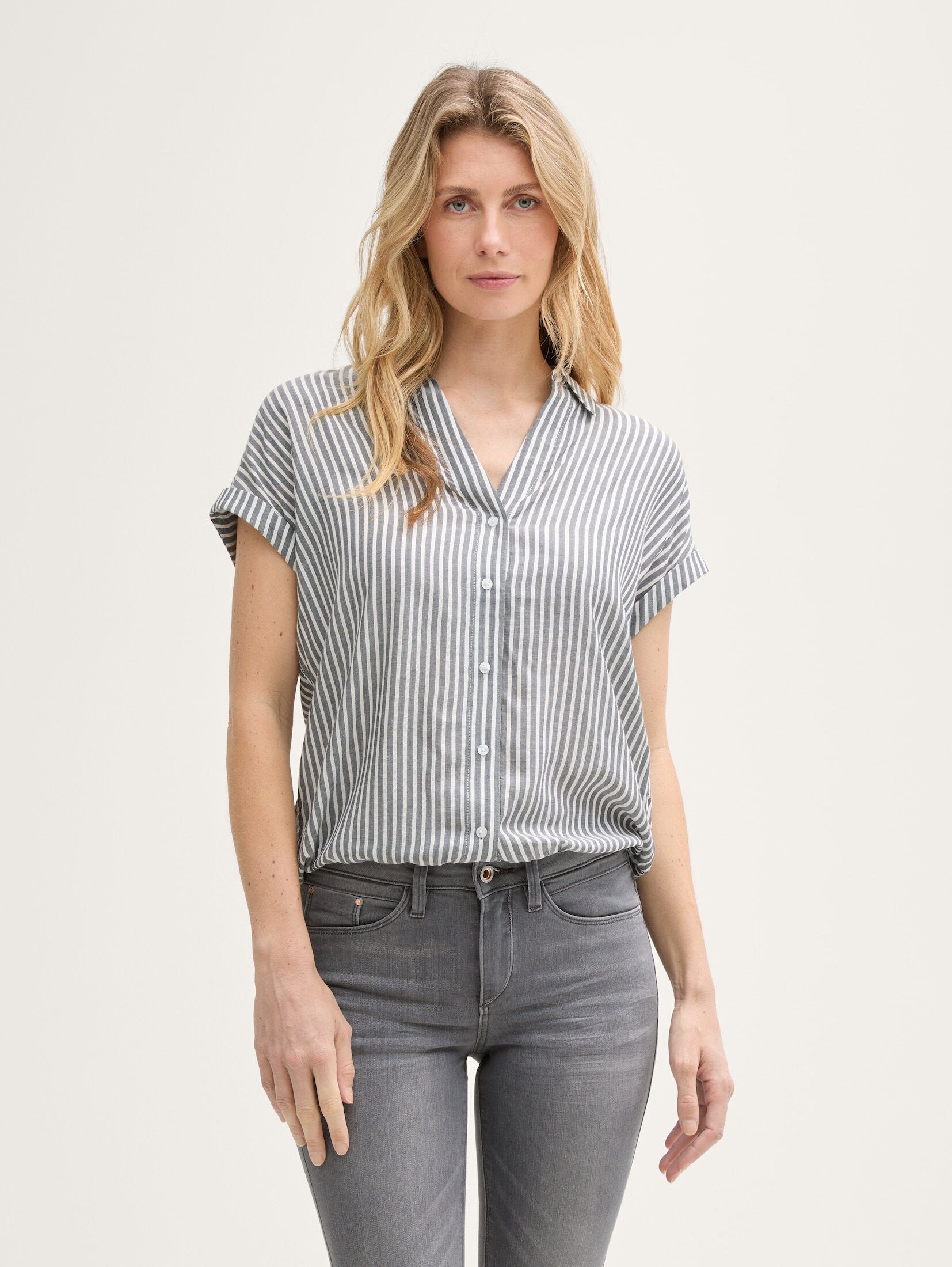 TOM TAILOR Blusenshirt Gestreiftes Kurzarmhemd mit günstig online kaufen