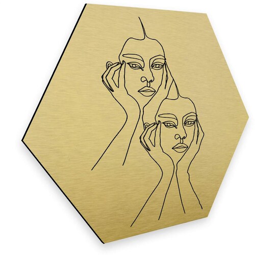 Wall-Art Metallbild »Linework Wanddeko Gold abstrakt«, Grundriss, (1 St.), günstig online kaufen