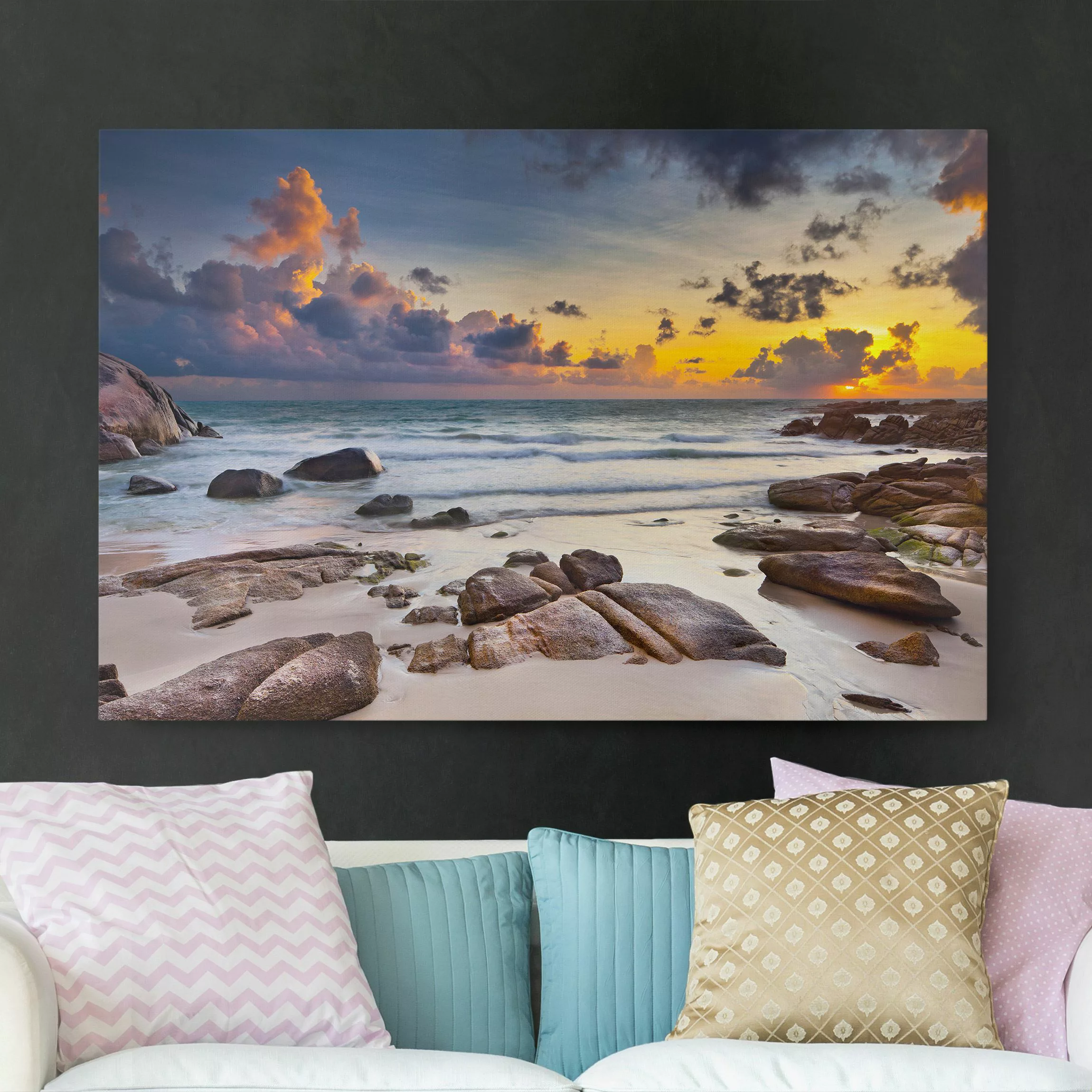 Leinwandbild Strand - Querformat Strand Sonnenaufgang in Thailand günstig online kaufen