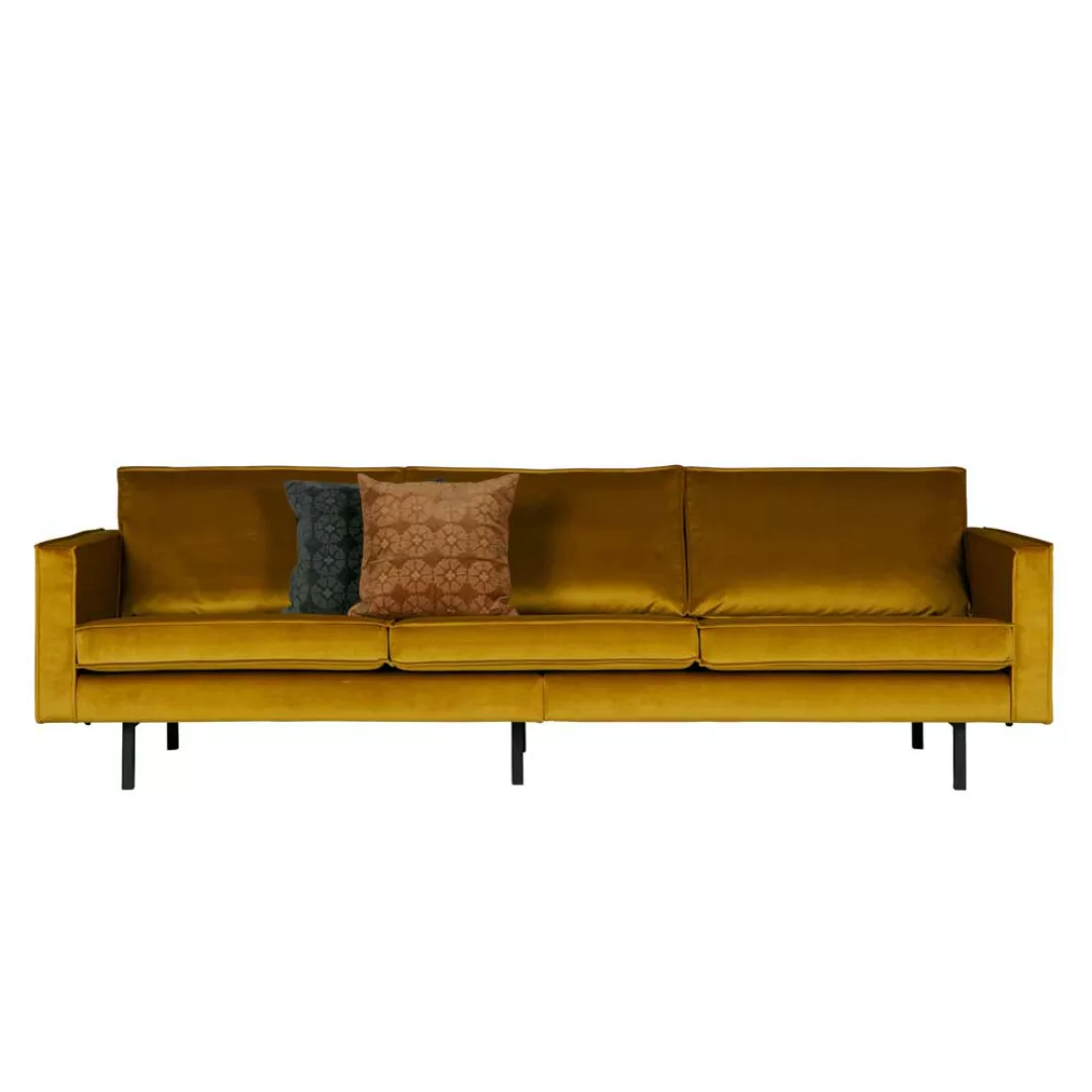 Retro Sofa in Gelb Samtbezug günstig online kaufen