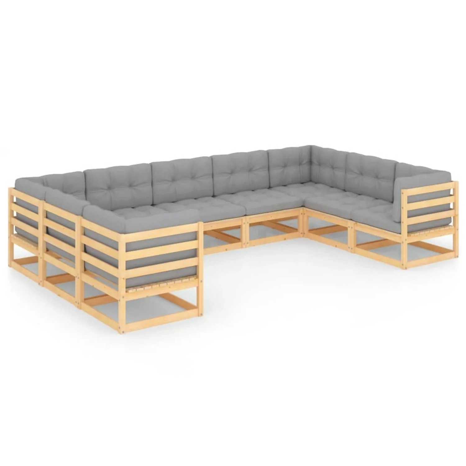 9-tlg. Garten-lounge-set Mit Kissen Kiefer Massivholz günstig online kaufen