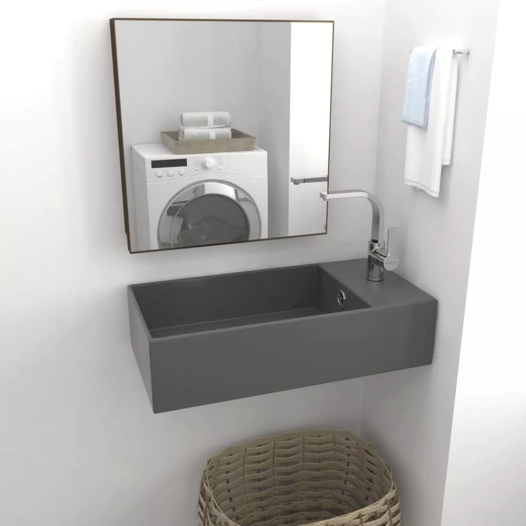 Badezimmer-waschbecken Mit Überlauf Keramik Dunkelgrau günstig online kaufen
