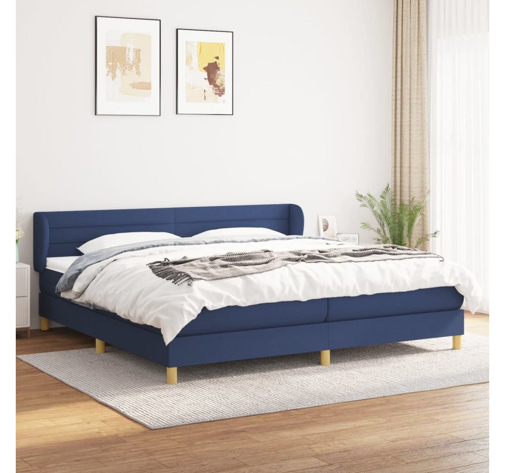 vidaXL Boxspringbett Boxspringbett mit Matratze Blau 200x200 cm Stoff Bett günstig online kaufen