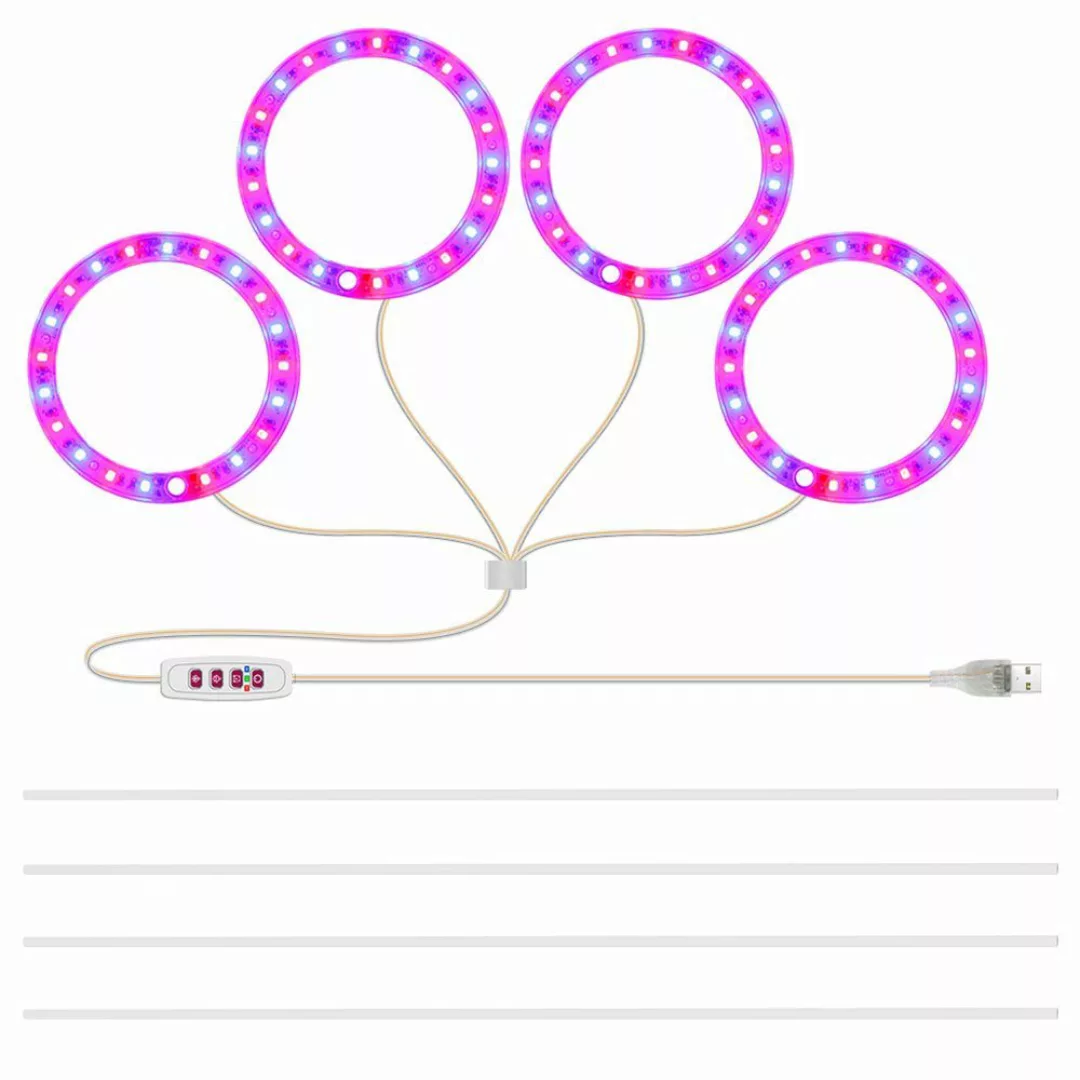 Rosnek Pflanzenlampe 1-4 Ringlicht-Kopf,Vollspektrum,dimmbares,für Indoor-P günstig online kaufen