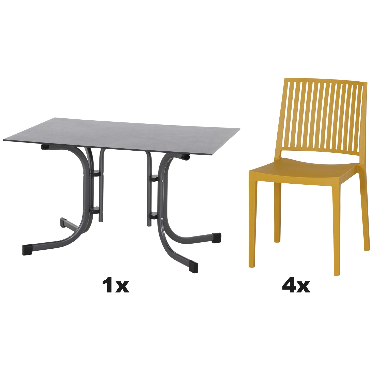 Siena Garden Gartenmöbel Set Lane 5-teilig 4 Stühle und 1 Tisch 120 cm Must günstig online kaufen