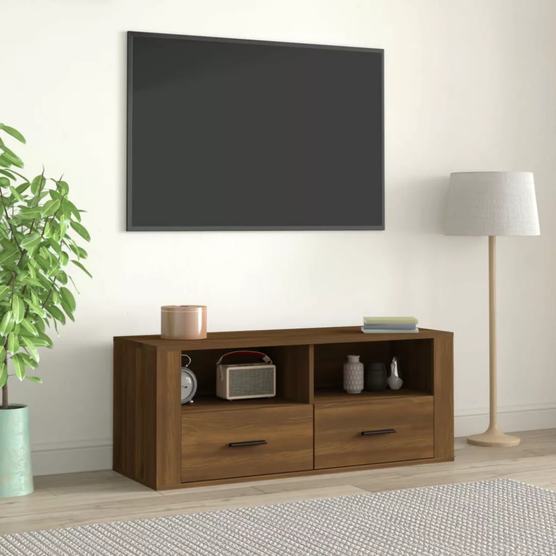 Vidaxl Tv-schrank Braun Eichen-optik 100x35x40 Cm Holzwerkstoff günstig online kaufen