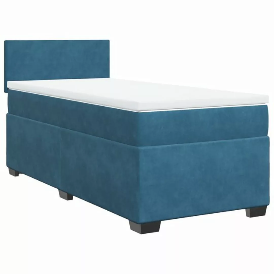 vidaXL Bett Boxspringbett mit Matratze Blau 80x200 cm Samt günstig online kaufen