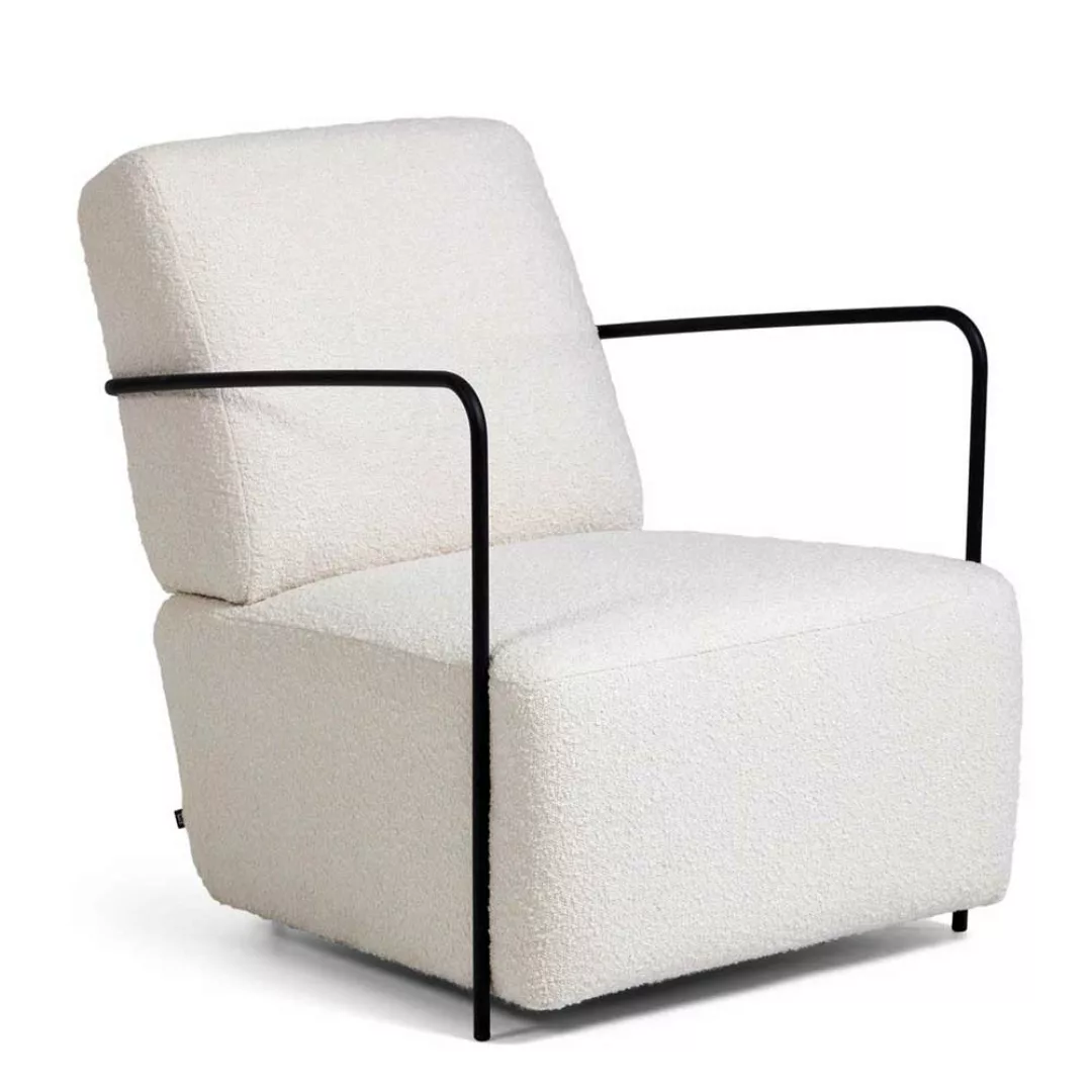Design Sessel aus Strukturstoff Armlehnen aus Metall günstig online kaufen