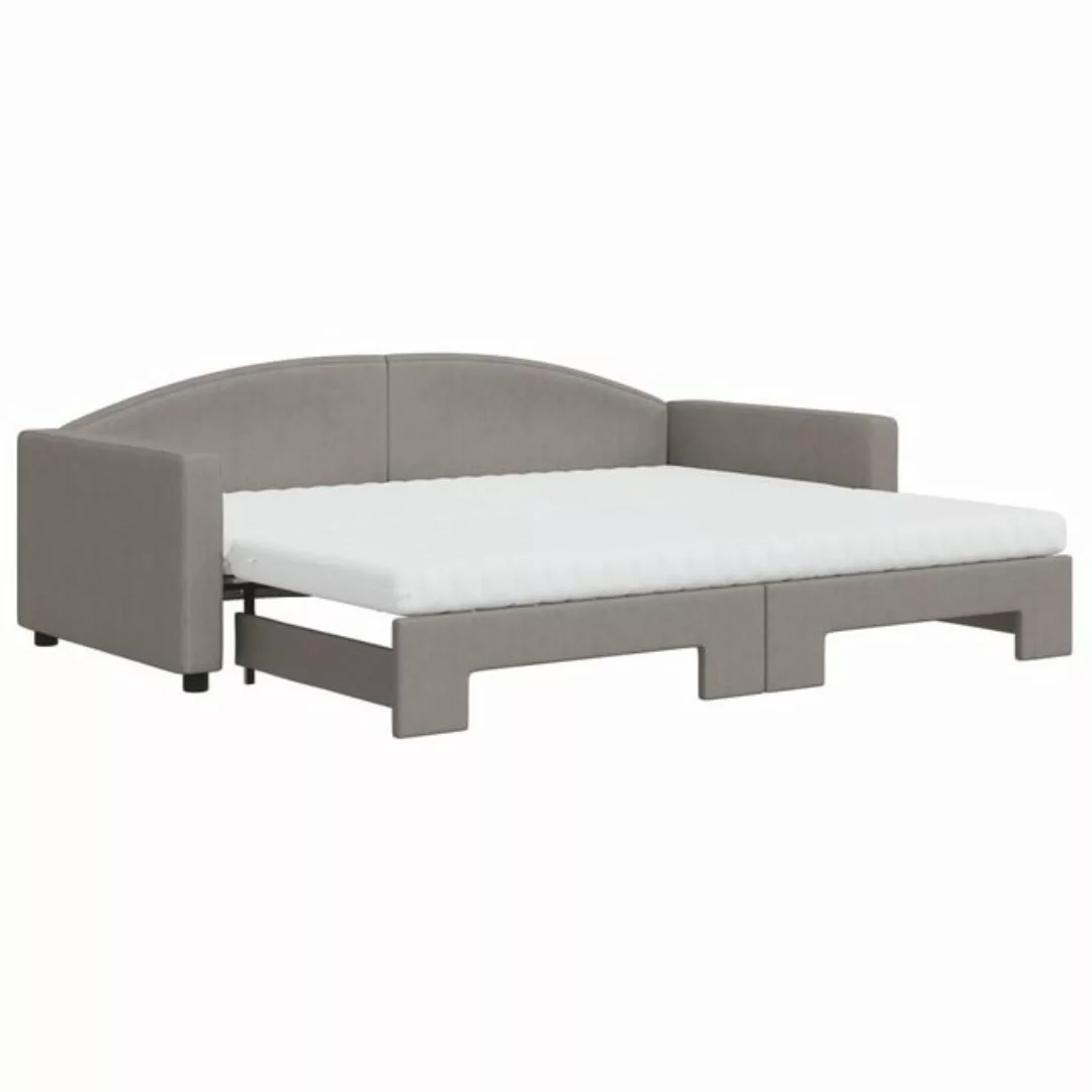 vidaXL Bett Tagesbett Ausziehbar mit Matratzen Taupe 90x200 cm Stoff günstig online kaufen