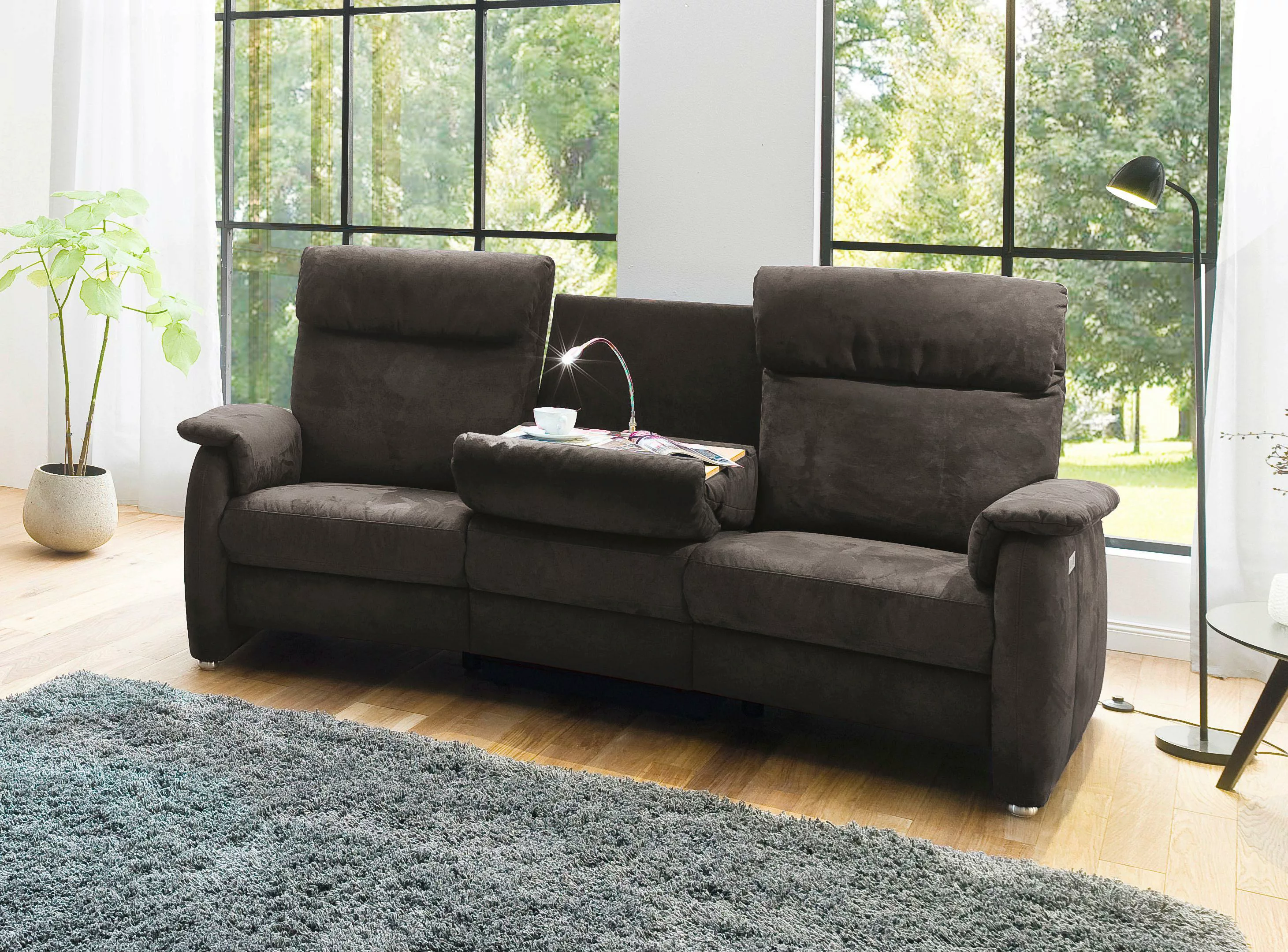Home affaire Sofa »Turin«, mit motorischer Relaxfunktion, Tisch, Leuchte + günstig online kaufen