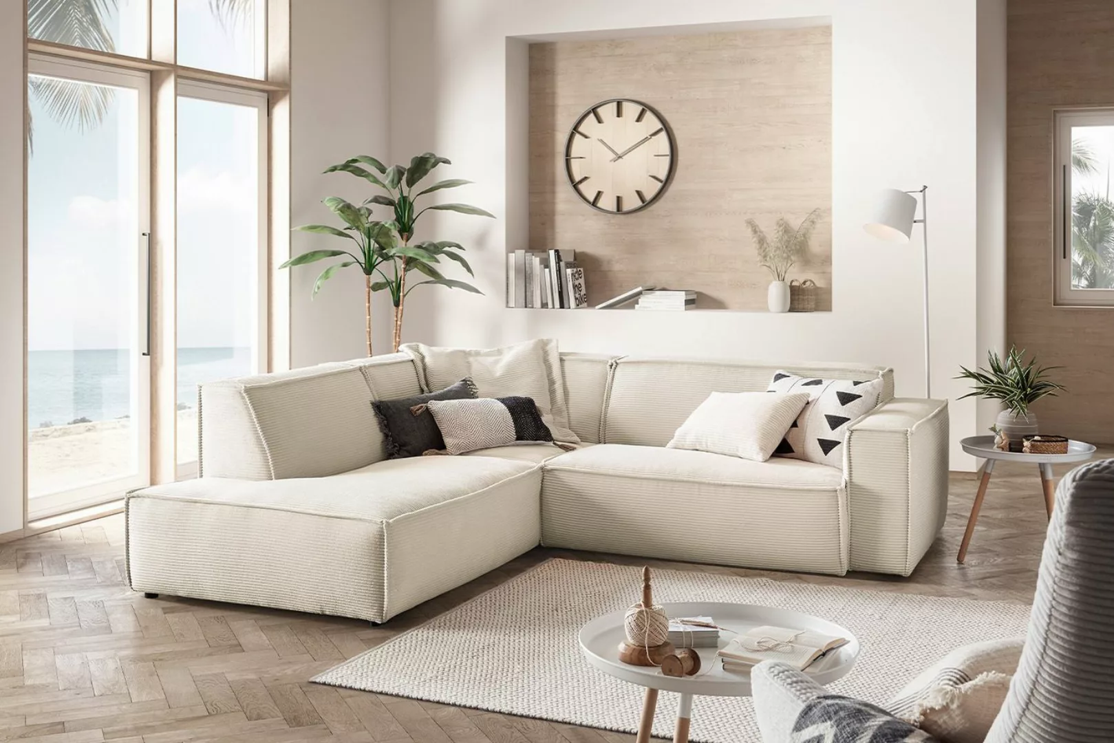 KAWOLA Ecksofa SAMU, Sofa Cord, Recamiere rechts od. links, versch. Farben günstig online kaufen
