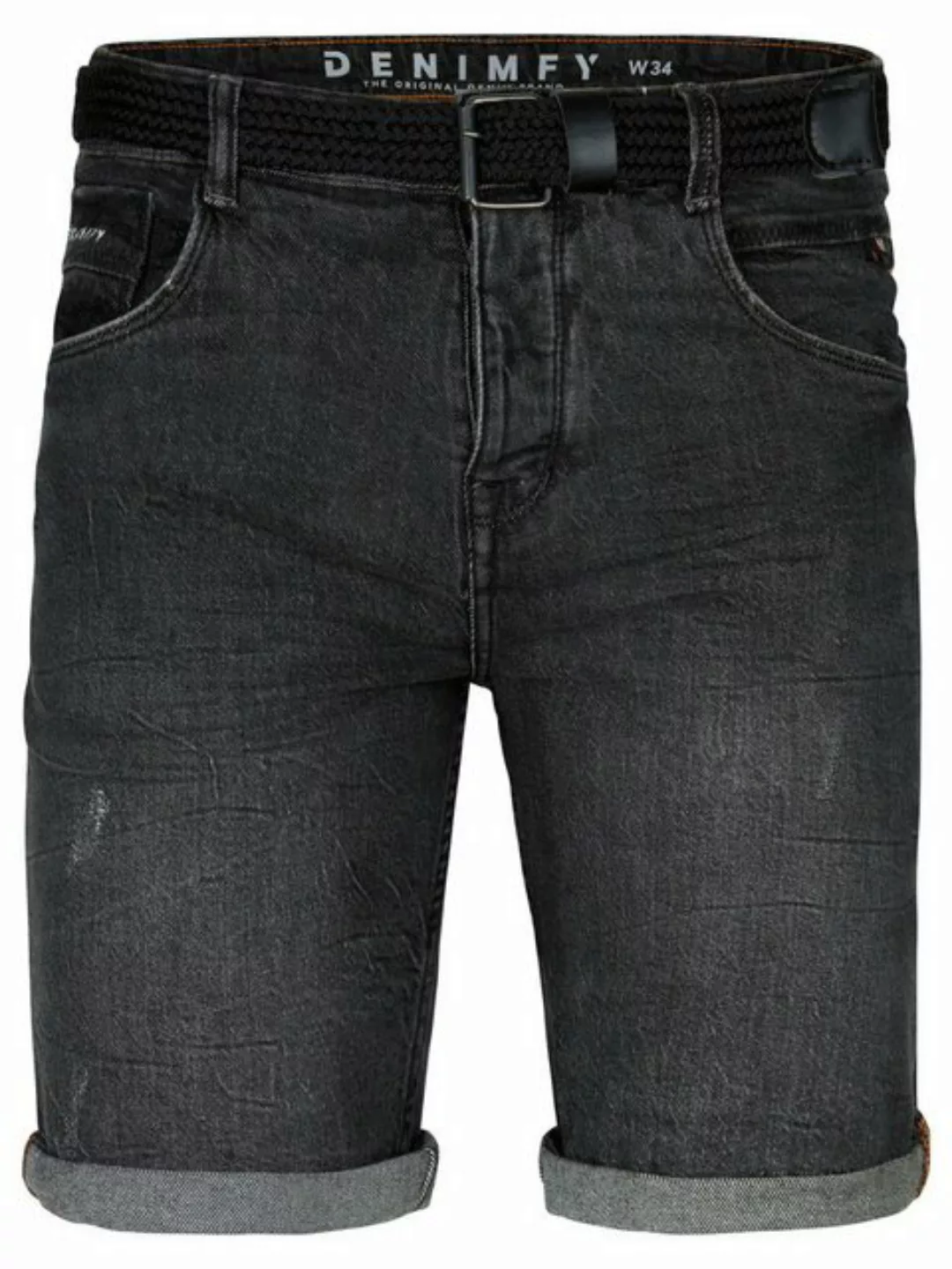 DENIMFY Jeans Shorts Herren mit Gürtel Stretch Kurz Regular Fit DFBo günstig online kaufen