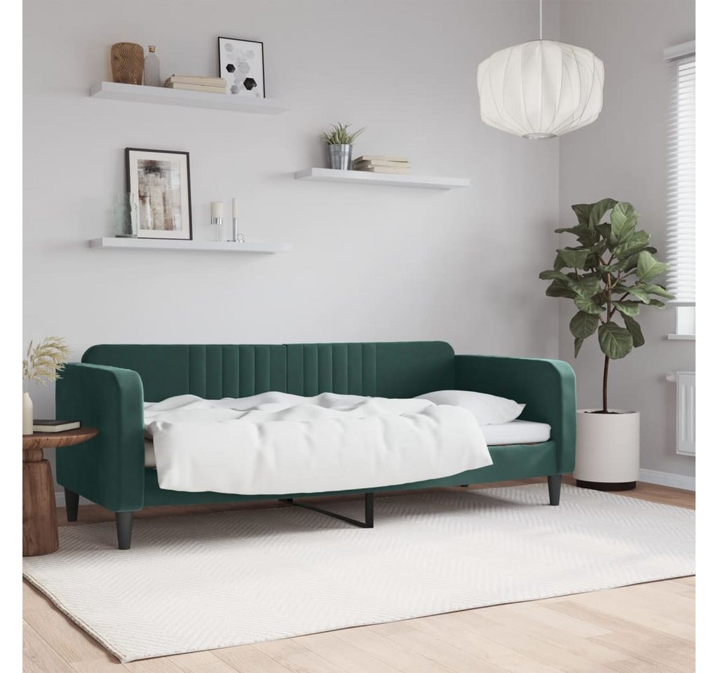 vidaXL Gästebett Tagesbett Dunkelgrün 80x200 cm Samt Gästebett Gästecouch G günstig online kaufen