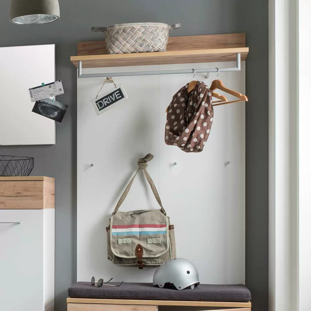 Wandgarderobe in Weiß Eiche modern günstig online kaufen