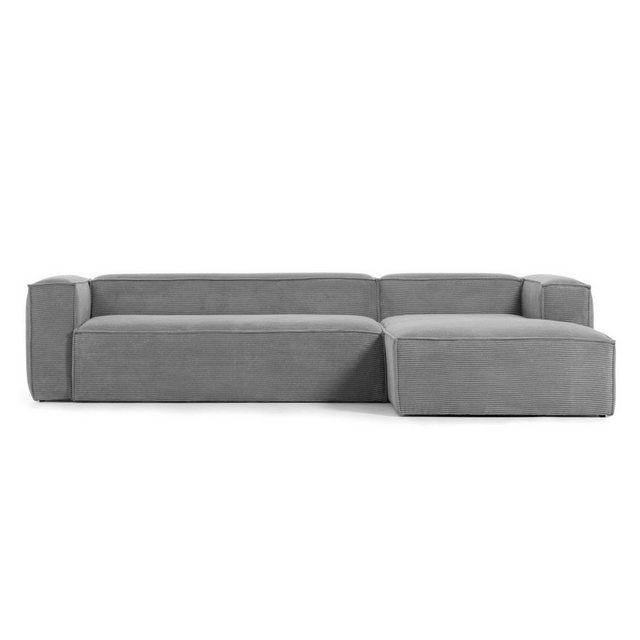 Natur24 Sofa Sofa Blok 3-Sitzer mit Longchair rechts Kord grau 330cm Couch günstig online kaufen