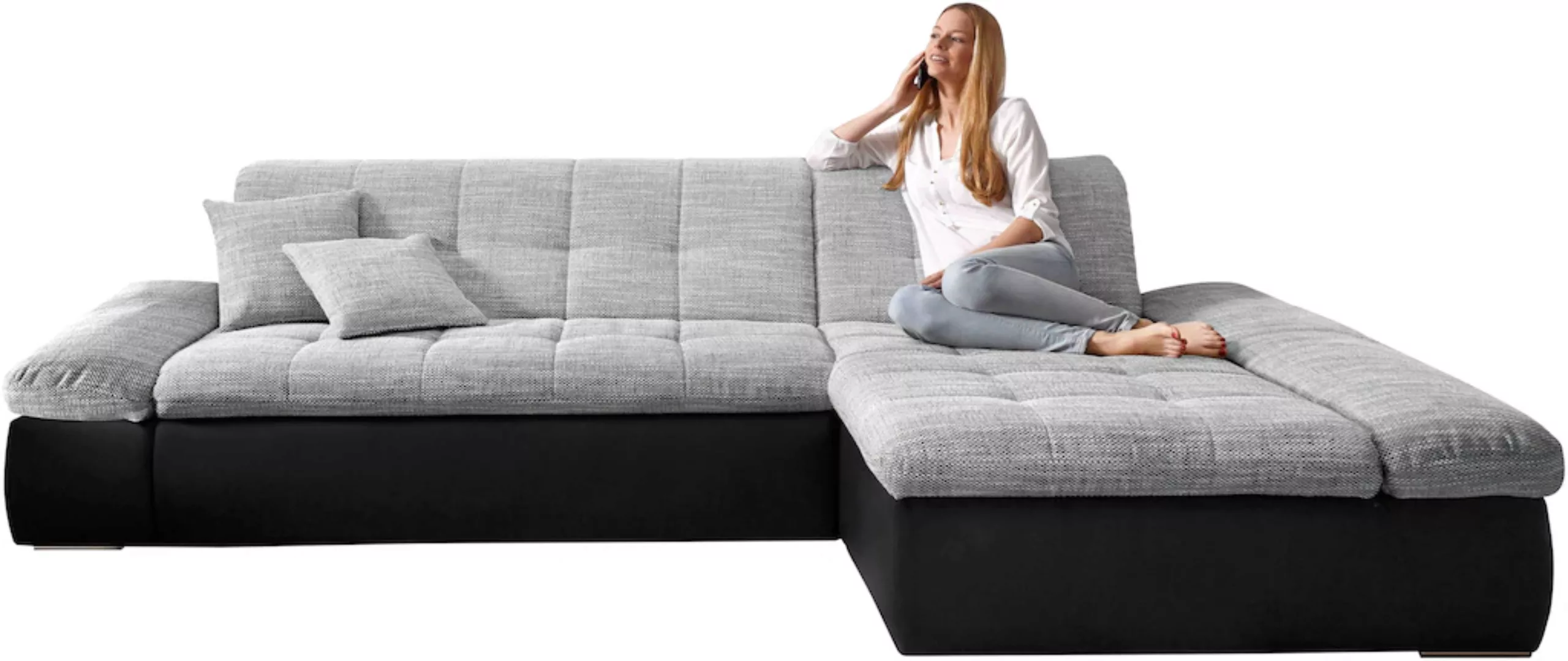 DOMO collection Ecksofa "NMoric incl. Zierkissen B/T/H: 273/216/80 cm L-For günstig online kaufen