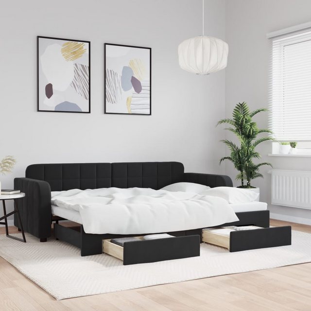 vidaXL Gästebett Gästebett Tagesbett Ausziehbar mit Schubladen Schwarz 80x2 günstig online kaufen