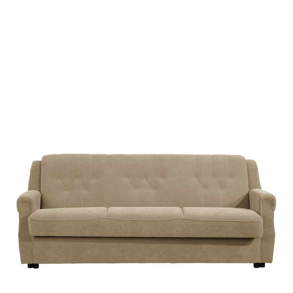 Zweisitzer Schlafsofa Beige im klassischen Stil 207 cm breit günstig online kaufen