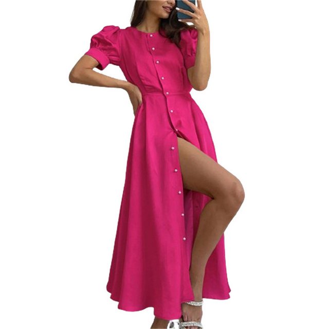 AFAZ New Trading UG Druckkleid Einfarbiges, mittellanges Hemdblusenkleid mi günstig online kaufen