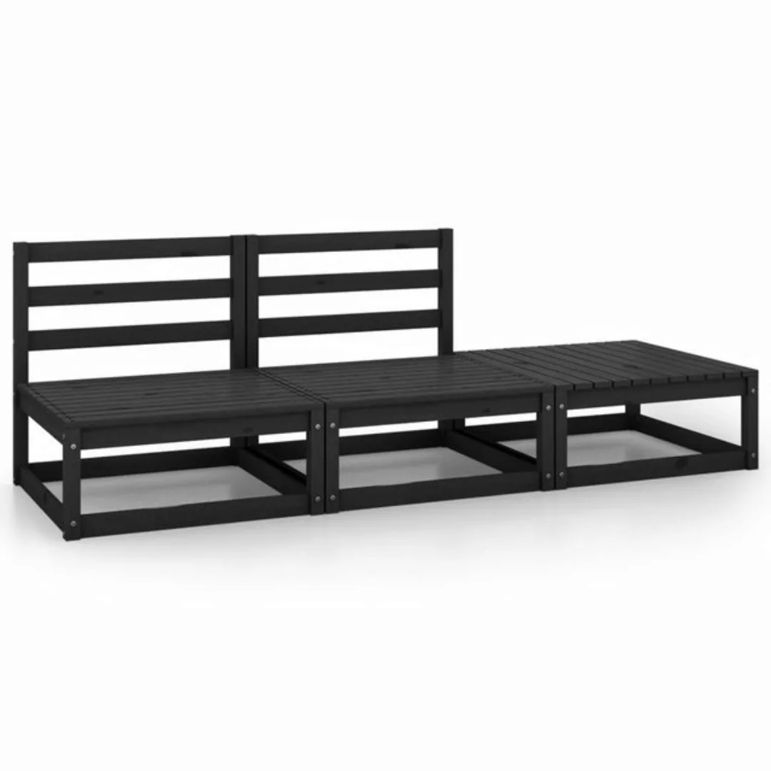 furnicato Sofa 3-tlg. Garten-Lounge-Set Schwarz Massivholz Kiefer, 1 Teile günstig online kaufen