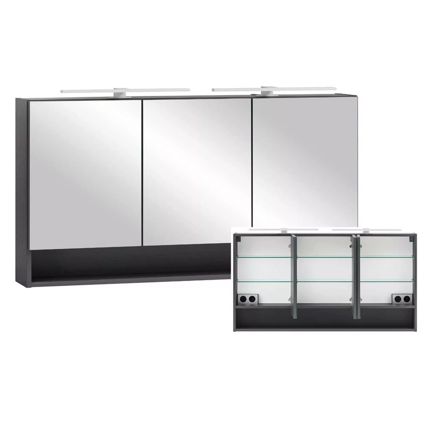 Spiegelschrank Bad 120 cm in graphit KAHLA-03 mit LED Beleuchtung, B/H/T: c günstig online kaufen