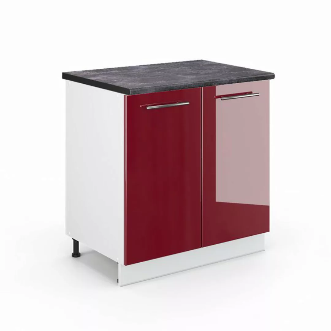 Vicco Spülenunterschrank Fame-Line, Bordeaux Hochglanz/Weiß, 80 cm mit Rega günstig online kaufen