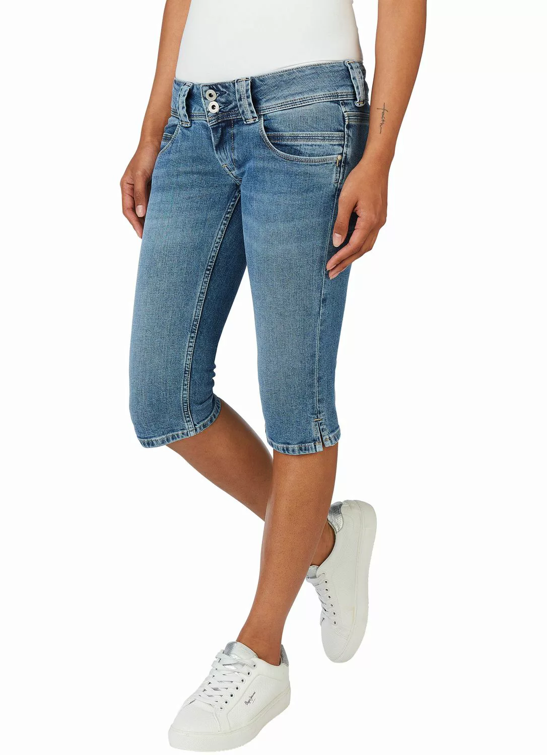 Pepe Jeans Damen Bermuda Short VENUS CROP - Regular Fit Blau - Blue Denim günstig online kaufen