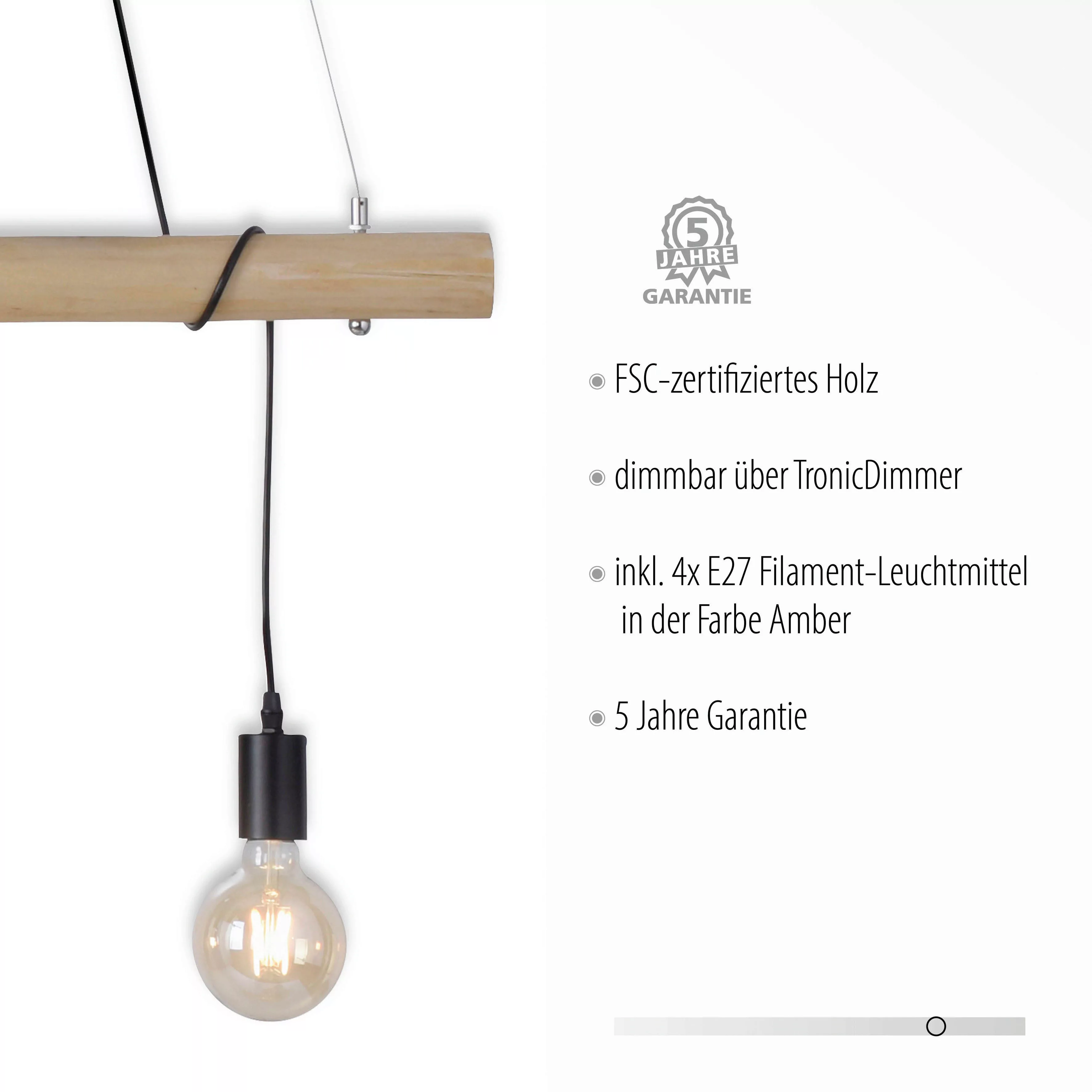 JUST LIGHT Pendelleuchte »TERO«, 4 flammig, Leuchtmittel E27   LED wechselb günstig online kaufen